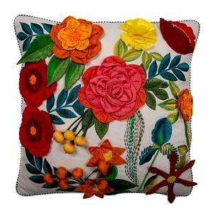Mackenzie Child's Kiras Garden Throw Pillow 20" x 20" Embellished Multicolor NEW